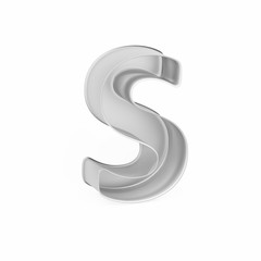 Naklejka premium Metal baking cake pan or cookie cutter like capital letter S on white background