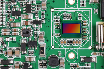 Modern RGB image  sensor from digital photo camera established on the standard  printed circuit...