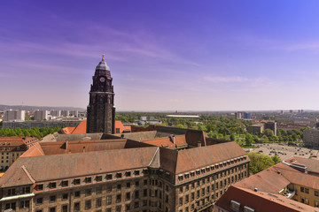 Panorama of the city skyline at in Dresden, Saxony, Germany, Europe.