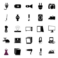 icons about Electronic with link, hair dryer, interface, mixer and energy