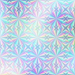 Holographic paper. Hologram sticker texture. Multicolor background. Geometric texture. Trendy backdrop. 80s. 90s. Certificate label. Quality emblem background.