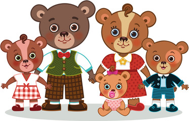 Vector Illustration of Cartoon Bear Family