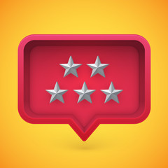 Grey rating stars in speech bubble, vector illustration