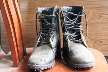old boots in military  style