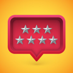 Grey rating stars in speech bubble, vector illustration