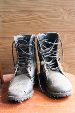 old boots in military  style