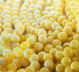 Lot of beads from amber. Close-up view.