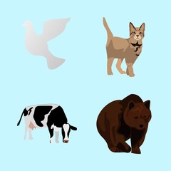 icons about Animal with dairy, forest bear, home cat, brown bear and kitten