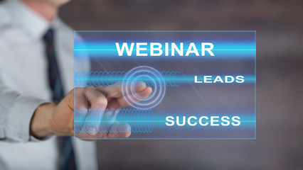 Man touching a webinar concept