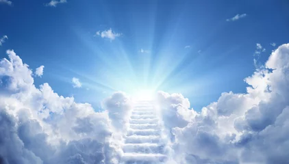Foto auf Acrylglas Stairway Leading Up To Heavenly Sky Toward The Light    © Romolo Tavani