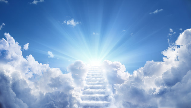 Stairway Leading Up To Heavenly Sky Toward The Light 
