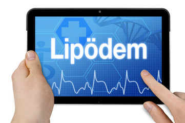 Tablet mit Diagnose Lipödem Fettschwellung