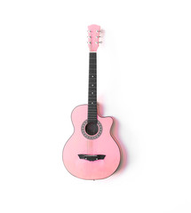pink guitar isolated on white background