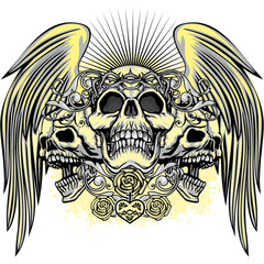  Gothic coat of arms with skull, grunge vintage design t shirts