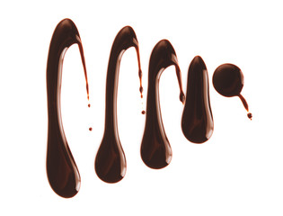 Chocolate syrup drip isolated on white