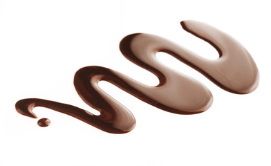 Chocolate syrup drip isolated on white