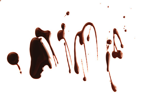 Chocolate syrup drip isolated on white