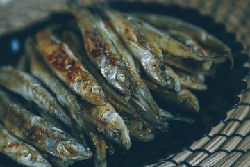 fried smelt close-up
