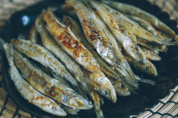 fried smelt close-up