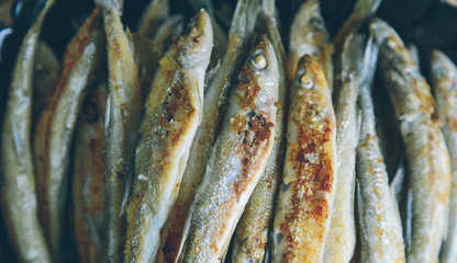 fried smelt close-up