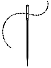 Vector needle and thread. Needle for sewing