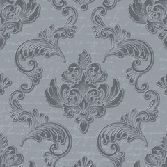 Vector damask seamless pattern element with handwriting. Classical luxury old fashioned damask ornament, royal victorian seamless texture for wallpapers, textile, wrapping. Floral baroque template.
