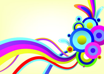 Colorful Abstract vector Background, circle and paint line art brush