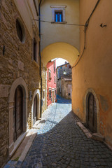Obraz premium Tagliacozzo (Italy) - A small pretty village in the province of L'Aquila, in the mountain region of Abruzzo, during the spring. Here the historic center.