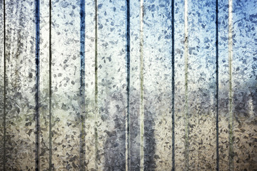 Weathered corrugated metal sheet background.