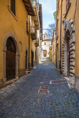 Fototapeta na wymiar Tagliacozzo (Italy) - A small pretty village in the province of L'Aquila, in the mountain region of Abruzzo, during the spring. Here the historic center.