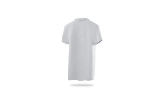 Blank white polo shirt constant rotation mock up, clipping mask, isolated. Rotation tshirt around, 3d rendering. Empty sport t-shirt clothing
