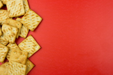 Snacks Food concept. Empty space for text and design. Red texture