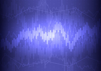 financial graph with a linear diagram, a histogram in the stock market on a gradient blue background.Vector illustration.