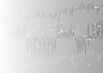 Fototapeta premium financial graph with a linear diagram, a histogram in the stock market on a gradient gray background.Vector illustration.