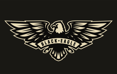 Black eagle symbol, emblem.