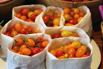 Cherry tomatoes for sale at a farmers market