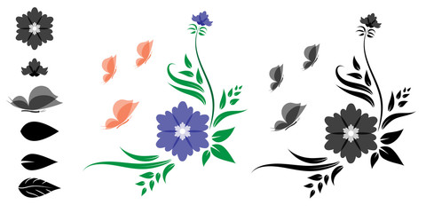 A set of brushes for flora