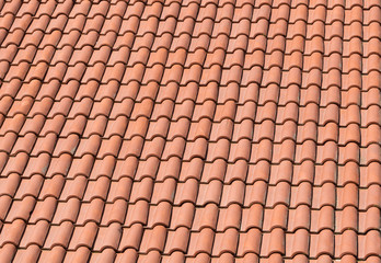 Red tiles roof. background. top view
