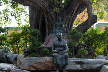 statue of  Former Abbot of wat saket ,bangkok,thailand