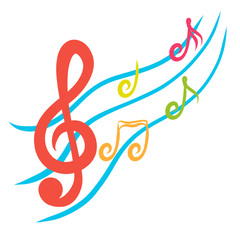 Treble clef and colorful notes