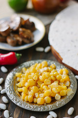 Organic corn on metal plate