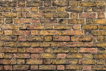 Vintage brick wall close-up background.