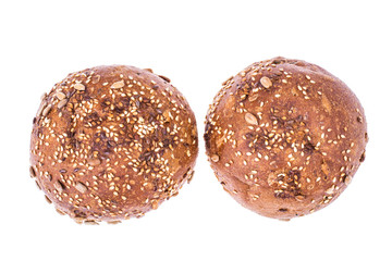 Round whole-wheat rye rolls with flax and sunflower seeds