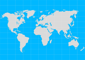 Vector World map with continent on a blue background