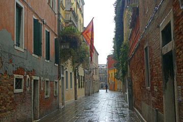 Venice street after rain, Italy