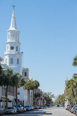 Fototapeta na wymiar St. Michael Church in historic downtown of Charleston South Carolina