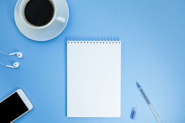 Creative flat lay photo of workspace desk