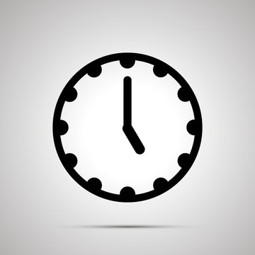 Clock face showing 5-00, simple black icon