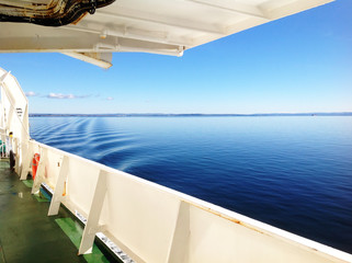 Fototapeta na wymiar Ferry boat sea crossing on a calm day