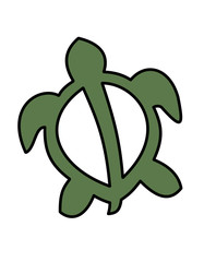 ウミガメ(深緑、線)